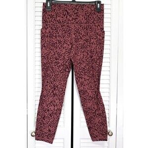 Athleta Leggings Womens Medium Pink Printed 7/8 High Rise Pocket Yoga Activewear